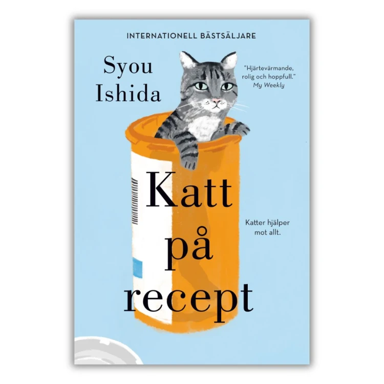 Katt på recept Syou Ishidy po szwedzku. Ciepła japońska powieść o klinice, która przepisuje koty na receptę. Szwedzkie wydanie pocket, przednia okładka